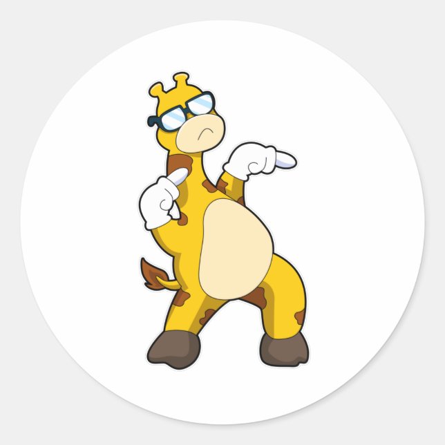 Giraffe with Sunglasses Classic Round Sticker (Front)