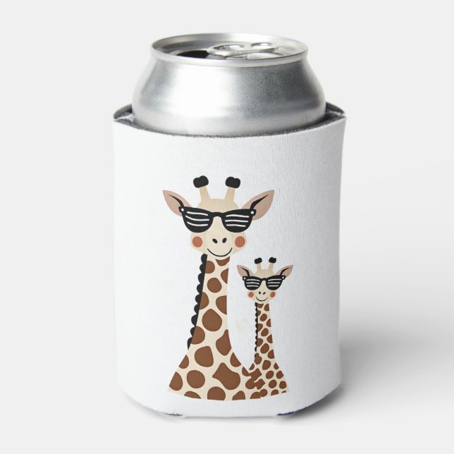 Giraffe with Sunglasses Jungle Safari Animal Giraf Can Cooler (Can Front)