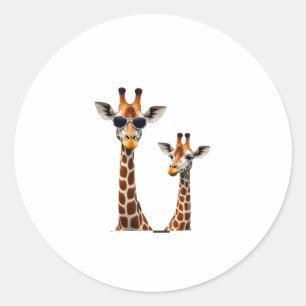 Giraffe with Sunglasses Jungle Safari Animal Giraf Classic Round Sticker