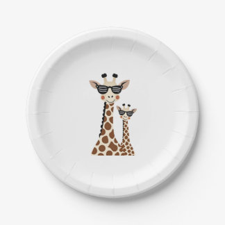 Giraffe with Sunglasses Jungle Safari Animal Giraf Paper Plate