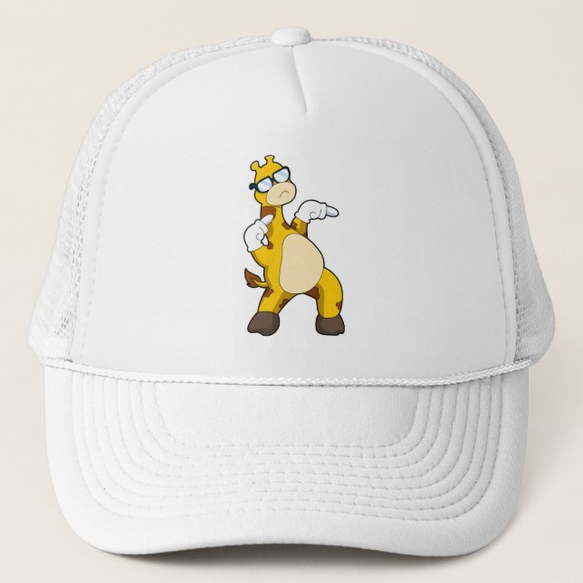Giraffe with Sunglasses Trucker Hat (Front)