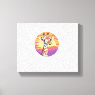 Giraffe With Sunset Safari Vibes Art Canvas Print