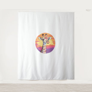 Giraffe With Sunset Safari Vibes Art Tapestry
