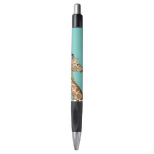 Giraffe with teal background pen