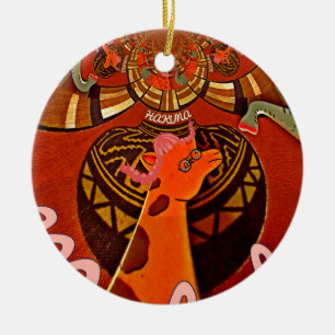 Giraffe with two ponytails art ceramic ornament