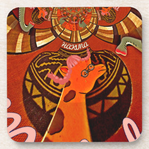 Giraffe with two ponytails art coaster