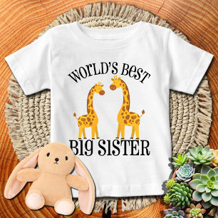 Giraffe 🦒World's Best Big Sister   Big Sister Baby T-Shirt