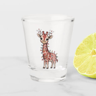 Giraffe Wrapped in Christmas Lights Animal Lovers Shot Glass