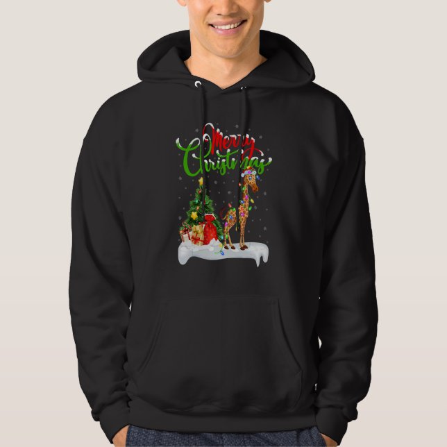 Giraffe   Xmas Decorations Santa Giraffe Christmas Hoodie (Front)