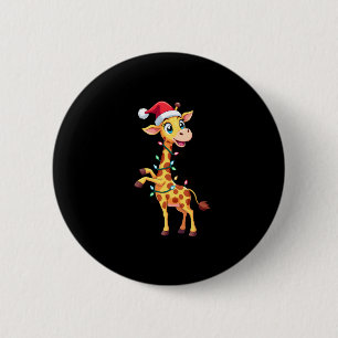Giraffe Xmas Lighting Funny Santa Giraffe Christma 2 Inch Round Button