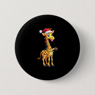 Giraffe Xmas Lighting Funny Santa Giraffe Christma 2 Inch Round Button