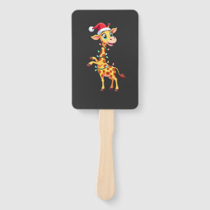 Giraffe Xmas Lighting Funny Santa Giraffe Christma Hand Fan