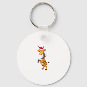 Giraffe Xmas Lighting Funny Santa Giraffe Christma Keychain