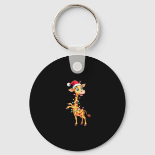 Giraffe Xmas Lighting Funny Santa Giraffe Christma Keychain