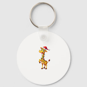 Giraffe Xmas Lighting Funny Santa Giraffe Christma Keychain