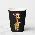 Giraffe Xmas Lighting Funny Santa Giraffe Christma Paper Cups<br><div class="desc">Giraffe Xmas Lighting Funny Santa Giraffe Christmas T-Shirt (3)</div>