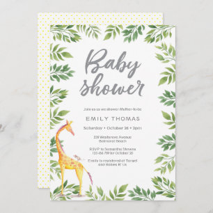 Giraffe yellow Baby Shower Invitation