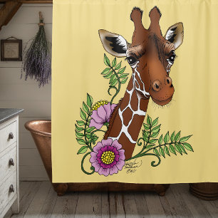 Giraffe Yellow Portrait Flowers