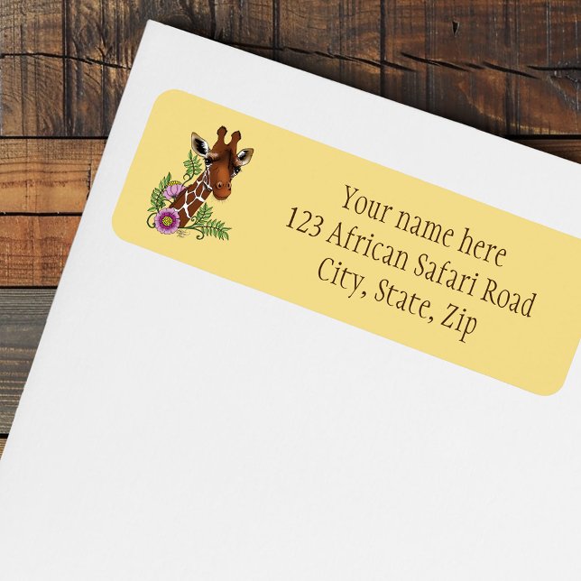 Giraffe Yellow Portrait Flowers Adresse (Créateur téléchargé)