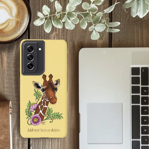 Giraffe Yellow Portrait Flowers Samsung Galaxy Case
