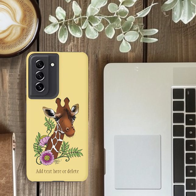 Giraffe Yellow Portrait Flowers Samsung Galaxy S21+ Case (Creator Uploaded)