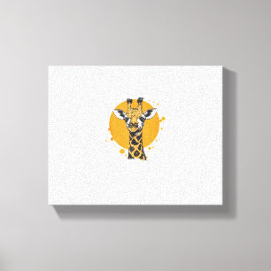 Giraffe Yellow Sun Abstract Animal Portrait  Canvas Print