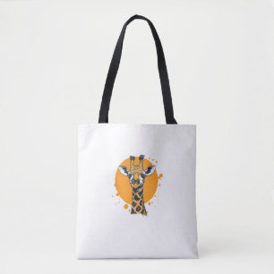 Giraffe Yellow Sun Abstract Animal Portrait  Tote Bag