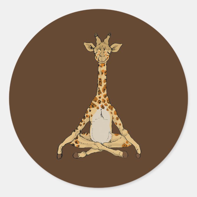 Giraffe Yoga  Classic Round Sticker (Front)