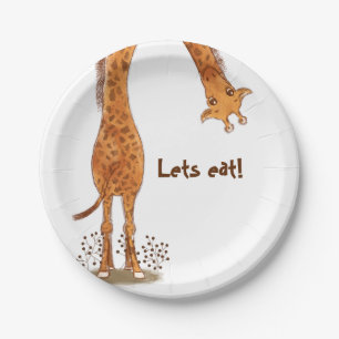 Giraffe, Zoo Animals Birthday Paper Plate