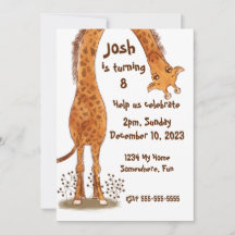 Giraffe, Zoo Animals Birthday, Personalizable