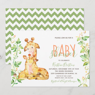 Giraffe Zoo Animaux Baby shower Invitation