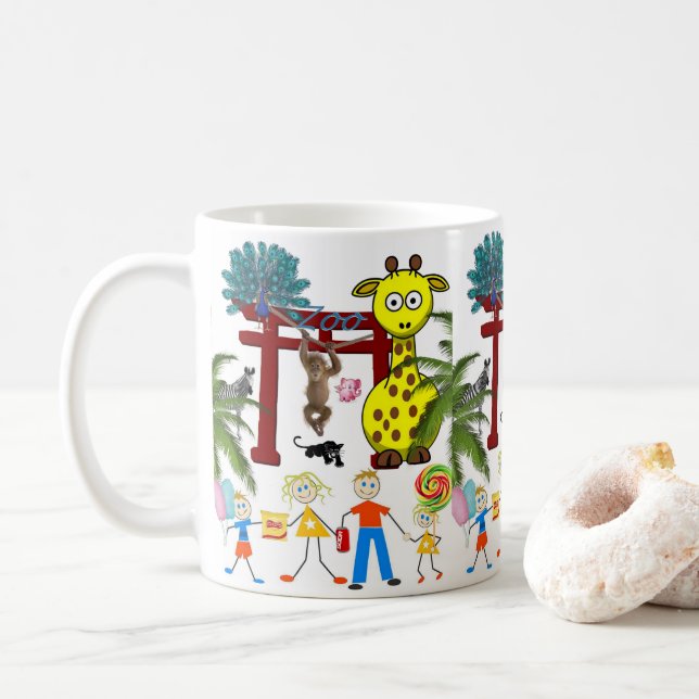 Giraffe Zoo Singe Mug (Avec donut)