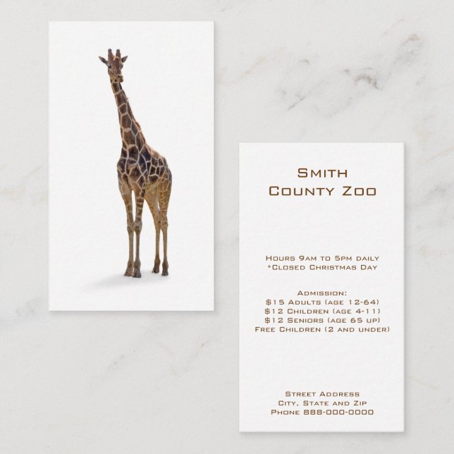Giraffe Zoologiste Carte de visite (Devant / Derrière)
