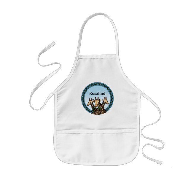 Giraffes and Laurel, Add Your Name Kids Apron (Front)