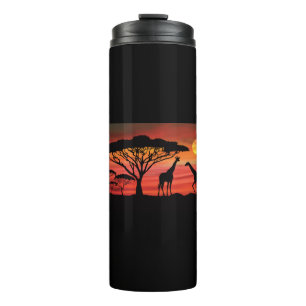 Giraffes-and-Sunset- Thermal Tumbler