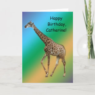 Giraffes and trees,长颈鹿. Wild animal zoo photograph Card