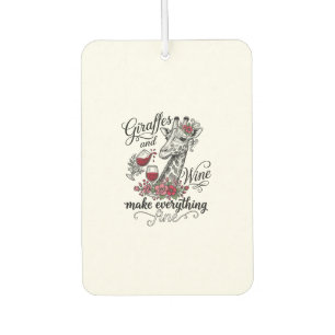Giraffes And Wine Vintage Engraving Shirt Design_1 Air Freshener