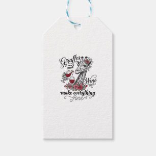 Giraffes And Wine Vintage Engraving Shirt Design_1 Gift Tags