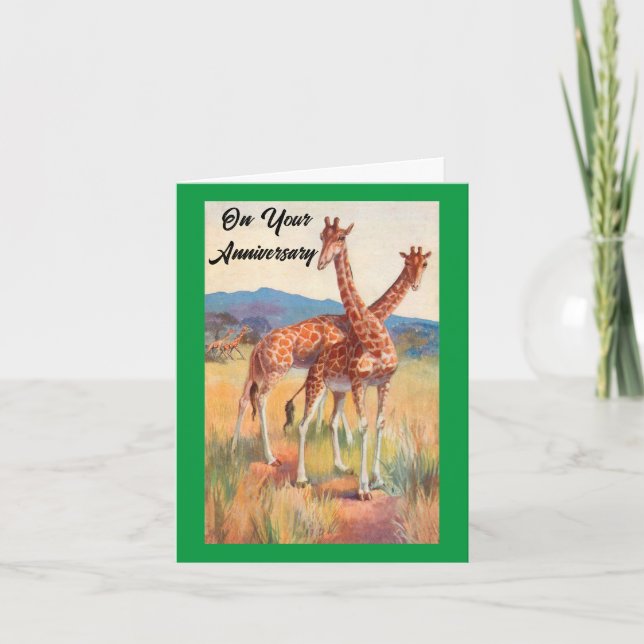 Giraffes Anniversaire Carte de voeux pliée (Devant)