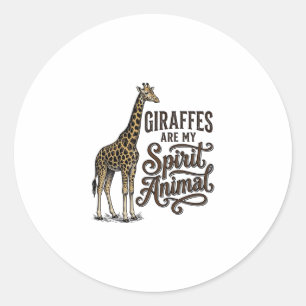 Giraffes Are My Spirit Animal Vintage Shirt Design Classic Round Sticker