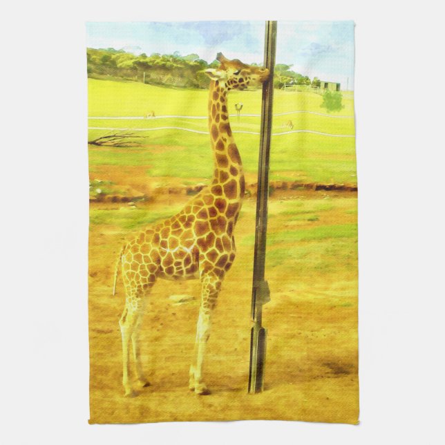 Giraffes Are So Cool Watercolour, Kitchen Towel (Vertical)