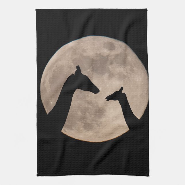 Giraffes At Full Moon Kitchen Towel (Vertical)
