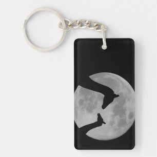 Giraffes At Fullmoon Night Keychain