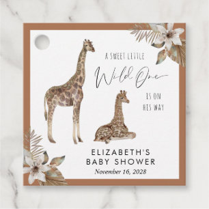Giraffes Boho Watercolor Baby Shower Thank You Favour Tags