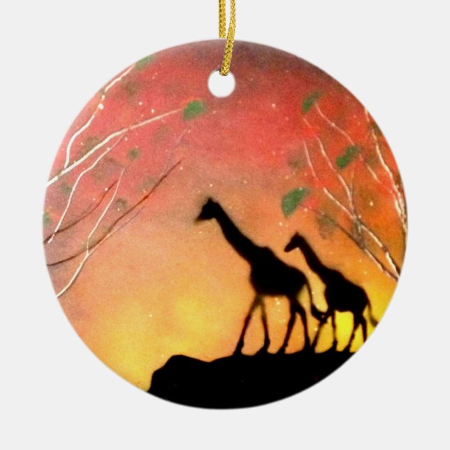 Giraffes Ceramic Ornament (Front)
