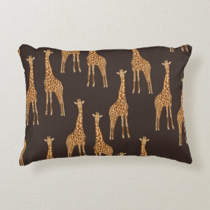 Giraffes Dark: Abstract Vintage Seamless. Accent Pillow