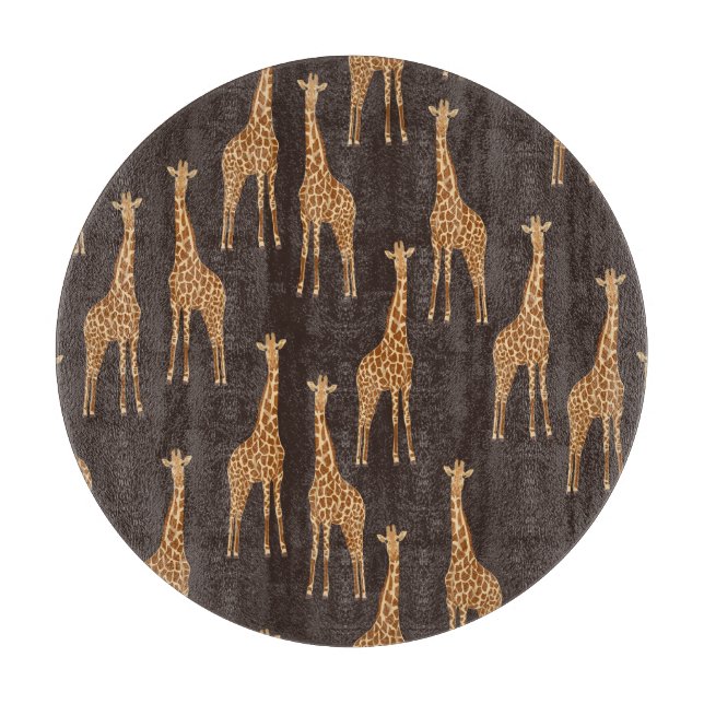 Giraffes Dark: Abstract Vintage Seamless. Cutting Board (Front)