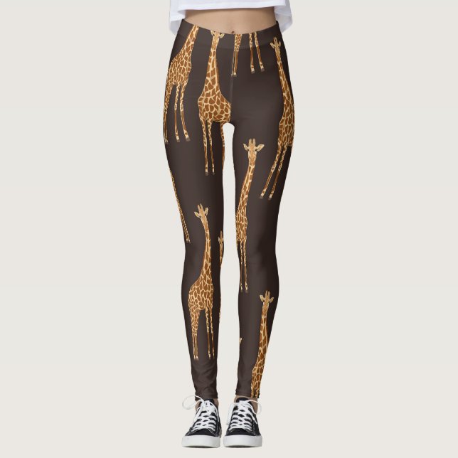 Giraffes Dark: Abstract Vintage Seamless. Leggings (Front)