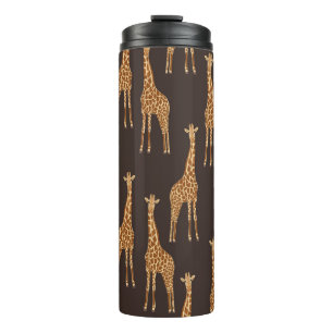 Giraffes Dark: Abstract Vintage Seamless. Thermal Tumbler