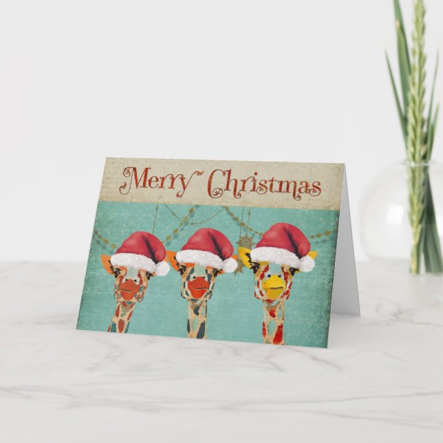 Giraffes de Pékin Carte de Noël (Devant)